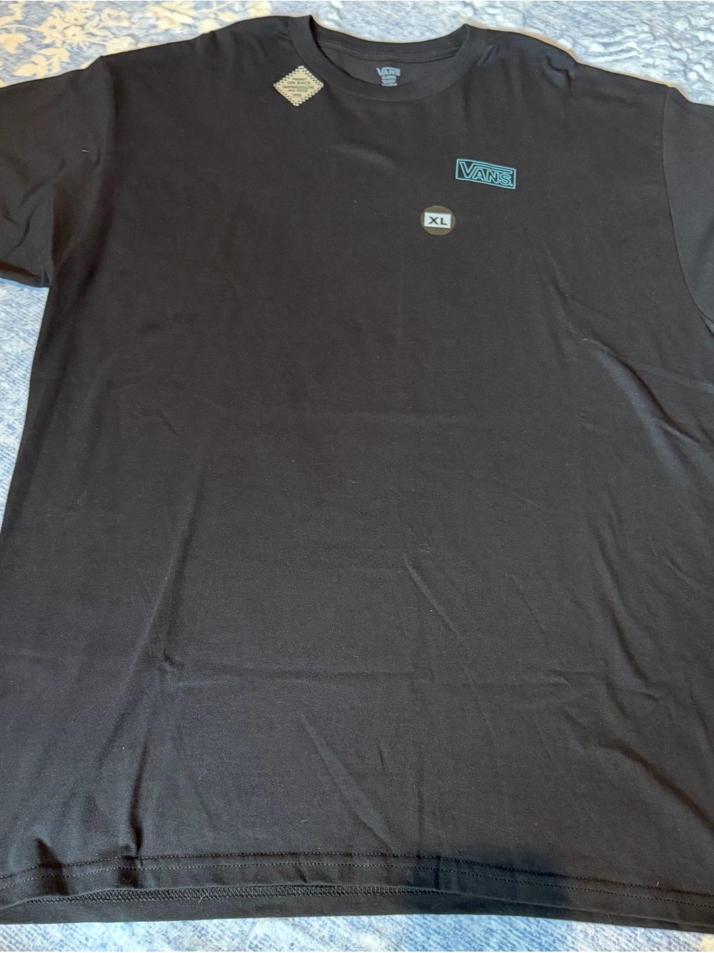 Vans Black Short Sleeve Tee with Small Blue Logo
